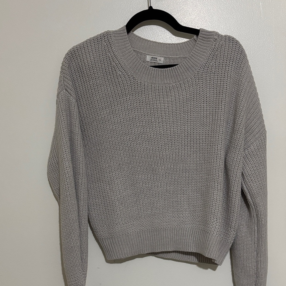 Ardene Heather Gray Knit Crew Neck Crop Sweater